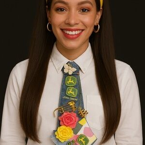 John Deere Women's Blue and Yellow Scarf